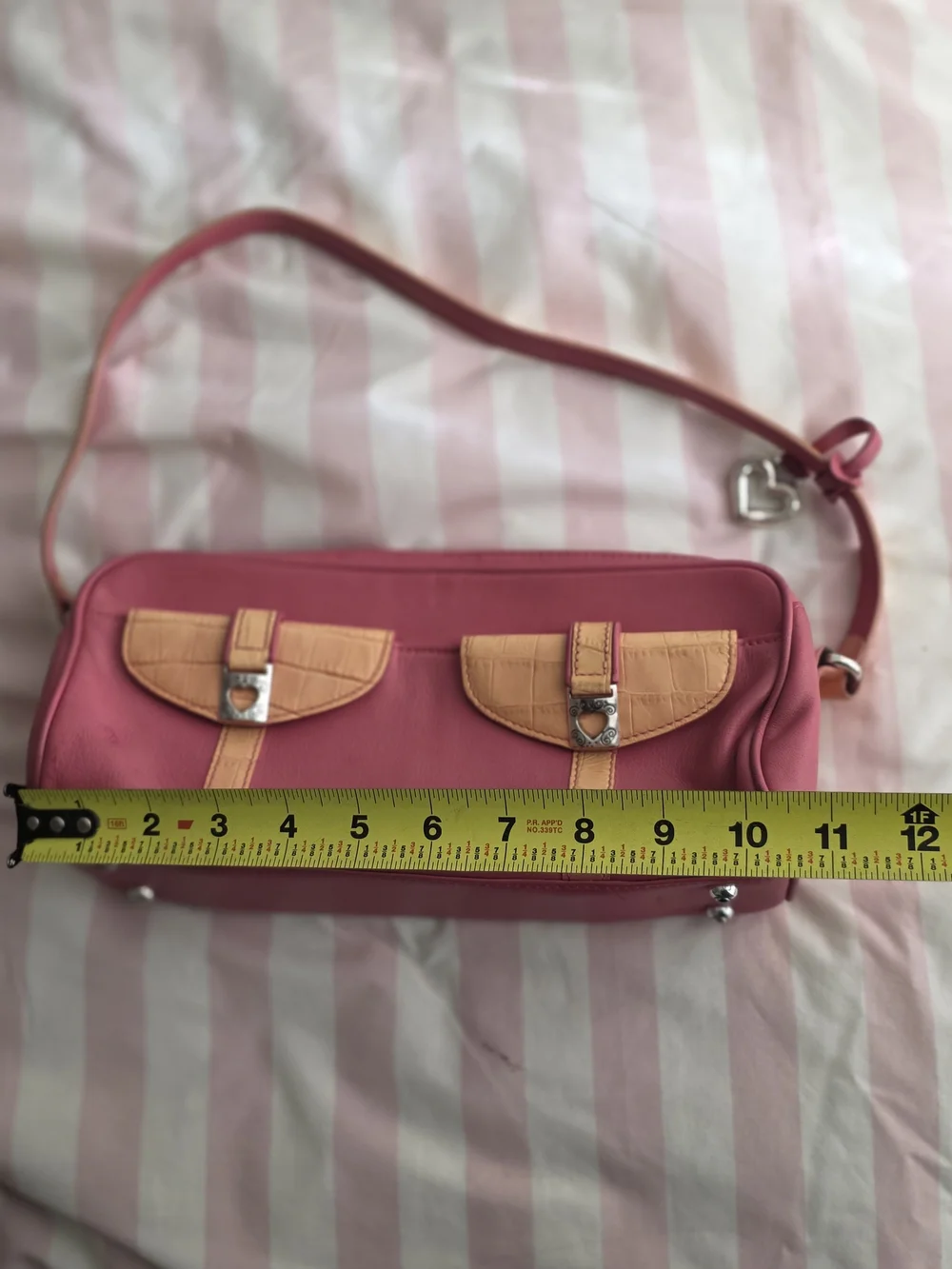 Brighton Pink Shoulder Bag with Tan Flap Accents